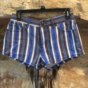 Free people stripe jean shorts
